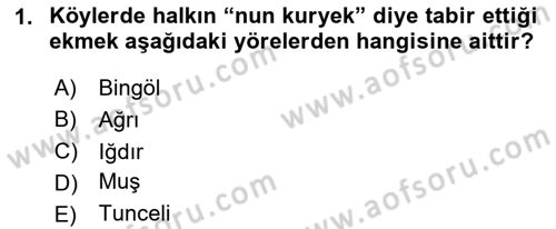 Yöresel Mutfaklar Dersi 2023 - 2024 Yılı (Final) Dönem Sonu Sınav Soruları 1. Soru
