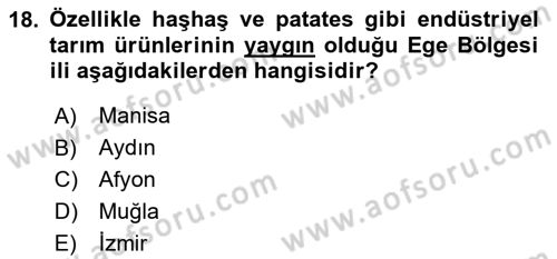 Yöresel Mutfaklar Dersi 2023 - 2024 Yılı (Final) Dönem Sonu Sınav Soruları 18. Soru