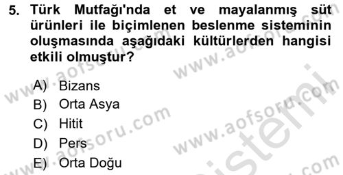 Yöresel Mutfaklar Dersi 2023 - 2024 Yılı Yaz Okulu Sınav Soruları 5. Soru