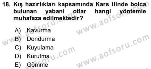 Yöresel Mutfaklar Dersi 2024 - 2025 Yılı (Vize) Ara Sınav Soruları 18. Soru