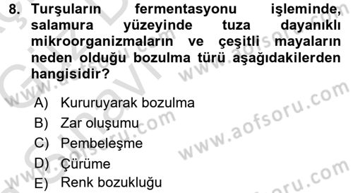 Temel Mutfak Teknikleri Dersi Ara Sınavı Deneme Sınav Soruları 8. Soru