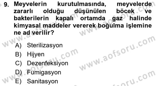 Temel Mutfak Teknikleri Dersi Ara Sınavı Deneme Sınav Soruları 9. Soru