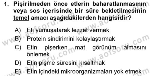 Temel Mutfak Teknikleri Dersi 2016 - 2017 Yılı (Final) Dönem Sonu Sınav Soruları 1. Soru