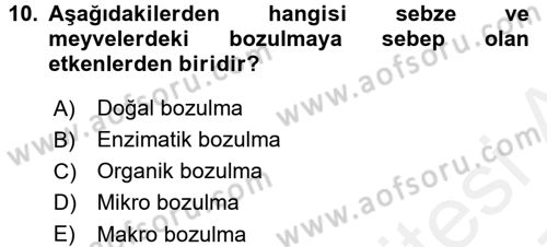 Temel Mutfak Teknikleri Dersi 2016 - 2017 Yılı (Final) Dönem Sonu Sınav Soruları 10. Soru