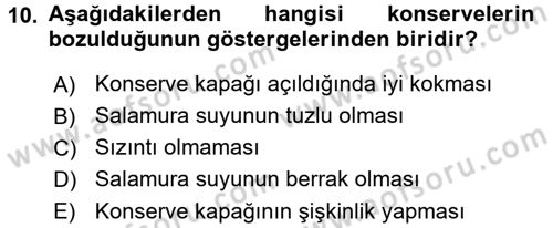 Temel Mutfak Teknikleri Dersi 2017 - 2018 Yılı 3 Ders Sınav Soruları 10. Soru
