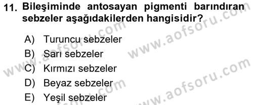 Temel Mutfak Teknikleri Dersi 2017 - 2018 Yılı 3 Ders Sınav Soruları 11. Soru