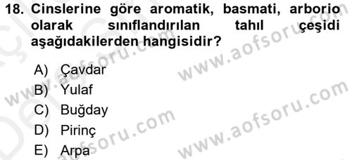 Temel Mutfak Teknikleri Dersi 2017 - 2018 Yılı 3 Ders Sınav Soruları 18. Soru