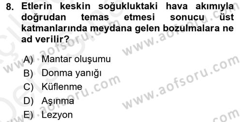 Temel Mutfak Teknikleri Dersi 2017 - 2018 Yılı 3 Ders Sınav Soruları 8. Soru