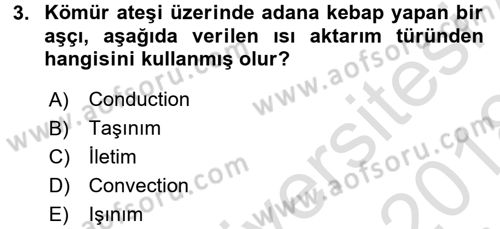 Temel Mutfak Teknikleri Dersi Ara Sınavı Deneme Sınav Soruları 3. Soru