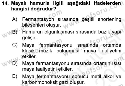Temel Mutfak Teknikleri Dersi 2017 - 2018 Yılı (Final) Dönem Sonu Sınav Soruları 14. Soru