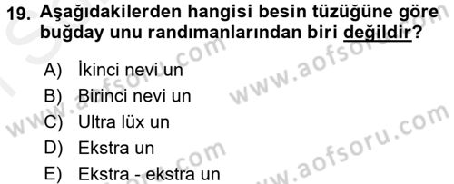 Temel Mutfak Teknikleri Dersi 2017 - 2018 Yılı (Final) Dönem Sonu Sınav Soruları 19. Soru