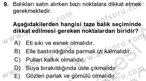 Temel Mutfak Teknikleri Dersi 2020 - 2021 Yılı Yaz Okulu Sınav Soruları 9. Soru