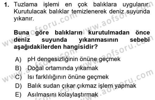Temel Mutfak Teknikleri Dersi 2021 - 2022 Yılı (Vize) Ara Sınav Soruları 1. Soru