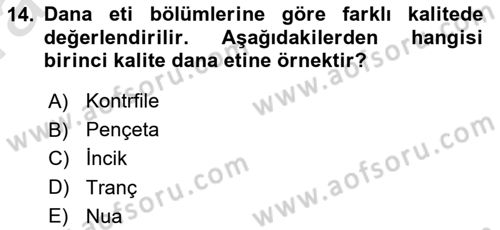 Temel Mutfak Teknikleri Dersi 2021 - 2022 Yılı (Vize) Ara Sınav Soruları 14. Soru
