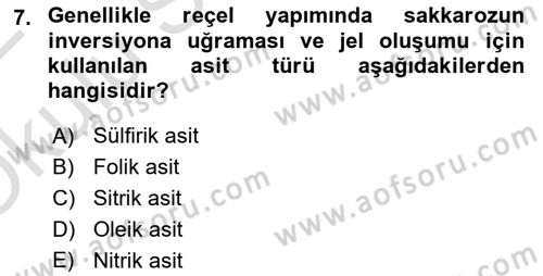 Temel Mutfak Teknikleri Dersi 2021 - 2022 Yılı Yaz Okulu Sınav Soruları 7. Soru
