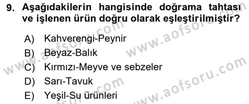 Temel Mutfak Teknikleri Dersi 2022 - 2023 Yılı (Vize) Ara Sınav Soruları 9. Soru