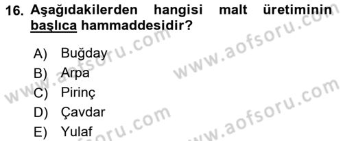 Temel Mutfak Teknikleri Dersi 2022 - 2023 Yılı (Final) Dönem Sonu Sınav Soruları 16. Soru