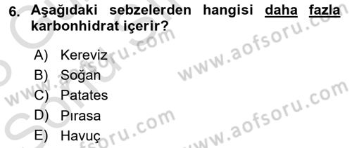 Temel Mutfak Teknikleri Dersi 2022 - 2023 Yılı (Final) Dönem Sonu Sınav Soruları 6. Soru