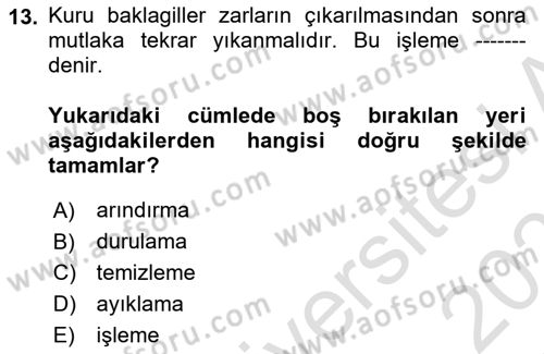 Temel Mutfak Teknikleri Dersi 2022 - 2023 Yılı Yaz Okulu Sınav Soruları 13. Soru