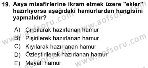 Temel Mutfak Teknikleri Dersi 2022 - 2023 Yılı Yaz Okulu Sınav Soruları 19. Soru