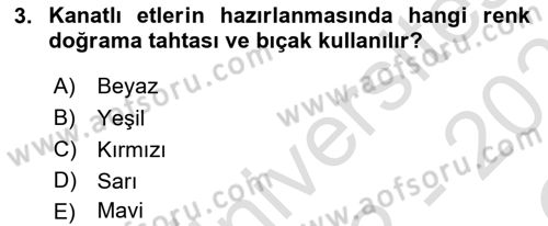 Temel Mutfak Teknikleri Dersi 2022 - 2023 Yılı Yaz Okulu Sınav Soruları 3. Soru