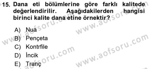 Temel Mutfak Teknikleri Dersi 2023 - 2024 Yılı (Vize) Ara Sınav Soruları 15. Soru