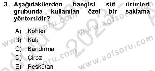 Temel Mutfak Teknikleri Dersi 2023 - 2024 Yılı (Vize) Ara Sınav Soruları 3. Soru