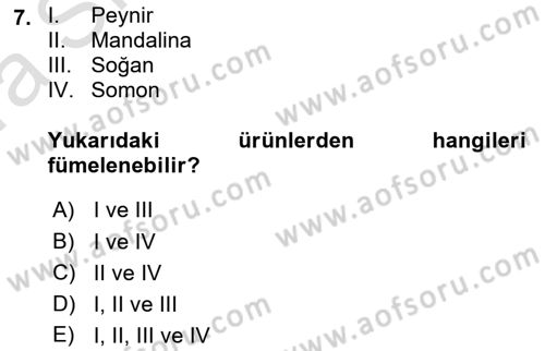 Temel Mutfak Teknikleri Dersi 2023 - 2024 Yılı (Vize) Ara Sınav Soruları 7. Soru