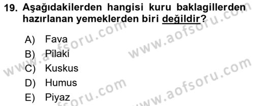 Temel Mutfak Teknikleri Dersi 2023 - 2024 Yılı Yaz Okulu Sınav Soruları 19. Soru