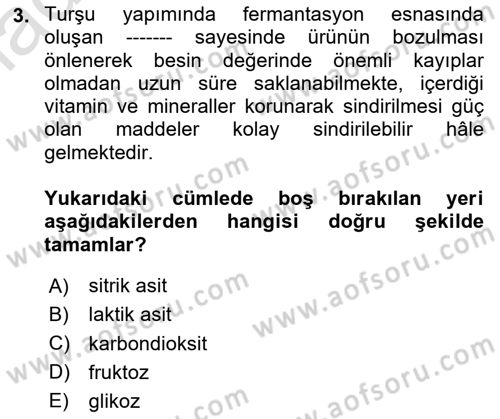 Temel Mutfak Teknikleri Dersi 2023 - 2024 Yılı Yaz Okulu Sınav Soruları 3. Soru