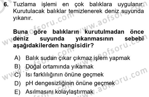 Temel Mutfak Teknikleri Dersi 2023 - 2024 Yılı Yaz Okulu Sınav Soruları 6. Soru