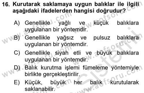 Temel Mutfak Teknikleri Dersi 2024 - 2025 Yılı (Vize) Ara Sınav Soruları 16. Soru