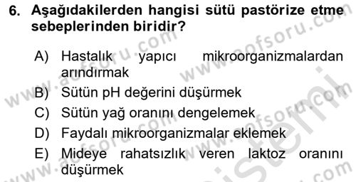 Temel Mutfak Teknikleri Dersi 2024 - 2025 Yılı (Vize) Ara Sınav Soruları 6. Soru