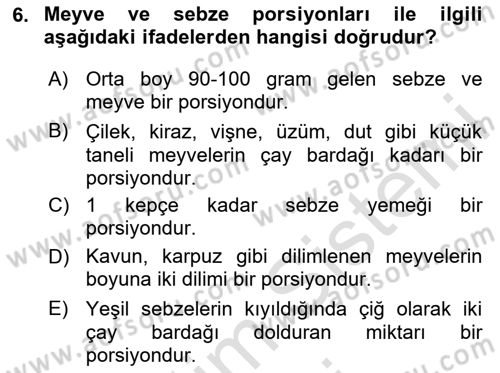 Temel Mutfak Teknikleri Dersi 2024 - 2025 Yılı (Final) Dönem Sonu Sınav Soruları 6. Soru