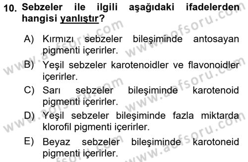 Temel Mutfak Teknikleri Dersi 2024 - 2025 Yılı Yaz Okulu Sınav Soruları 10. Soru