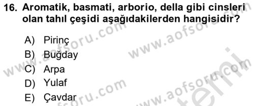 Temel Mutfak Teknikleri Dersi 2024 - 2025 Yılı Yaz Okulu Sınav Soruları 16. Soru