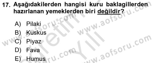 Temel Mutfak Teknikleri Dersi 2024 - 2025 Yılı Yaz Okulu Sınav Soruları 17. Soru