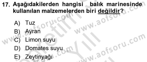 Temel Mutfak Teknikleri Dersi 2025 - 2026 Yılı (Vize) Ara Sınav Soruları 17. Soru