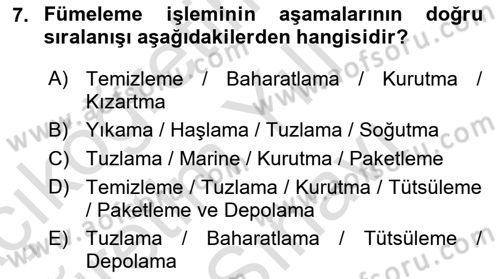 Temel Mutfak Teknikleri Dersi 2025 - 2026 Yılı (Vize) Ara Sınav Soruları 7. Soru