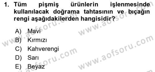 Temel Mutfak Teknikleri Dersi 2025 - 2026 Yılı (Final) Dönem Sonu Sınav Soruları 1. Soru