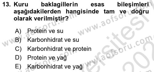 Temel Mutfak Teknikleri Dersi 2025 - 2026 Yılı (Final) Dönem Sonu Sınav Soruları 13. Soru