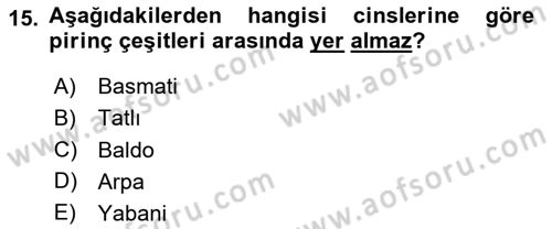 Temel Mutfak Teknikleri Dersi 2025 - 2026 Yılı (Final) Dönem Sonu Sınav Soruları 15. Soru