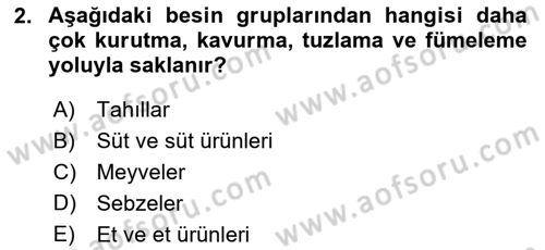 Temel Mutfak Teknikleri Dersi 2025 - 2026 Yılı (Final) Dönem Sonu Sınav Soruları 2. Soru