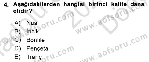 Temel Mutfak Teknikleri Dersi 2025 - 2026 Yılı (Final) Dönem Sonu Sınav Soruları 4. Soru