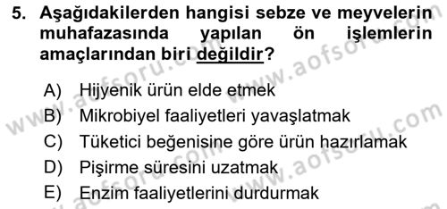 Temel Mutfak Teknikleri Dersi 2025 - 2026 Yılı (Final) Dönem Sonu Sınav Soruları 5. Soru