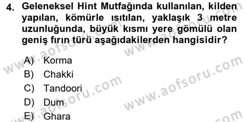 Dünya Mutfakları 2 Dersi 2016 - 2017 Yılı 3 Ders Sınav Soruları 4. Soru