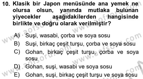 Dünya Mutfakları 2 Dersi 2016 - 2017 Yılı (Vize) Ara Sınav Soruları 10. Soru