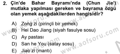 Dünya Mutfakları 2 Dersi 2016 - 2017 Yılı (Vize) Ara Sınav Soruları 2. Soru