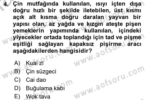 Dünya Mutfakları 2 Dersi 2016 - 2017 Yılı (Vize) Ara Sınav Soruları 4. Soru