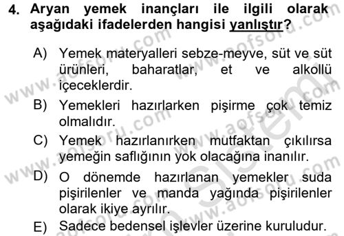 Dünya Mutfakları 2 Dersi 2016 - 2017 Yılı (Final) Dönem Sonu Sınav Soruları 4. Soru